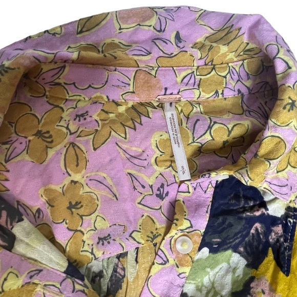 NWOT Free People Yellow Floral Brunch A ButtonUp Mini Dress/Blouse S - Picture 5 of 16